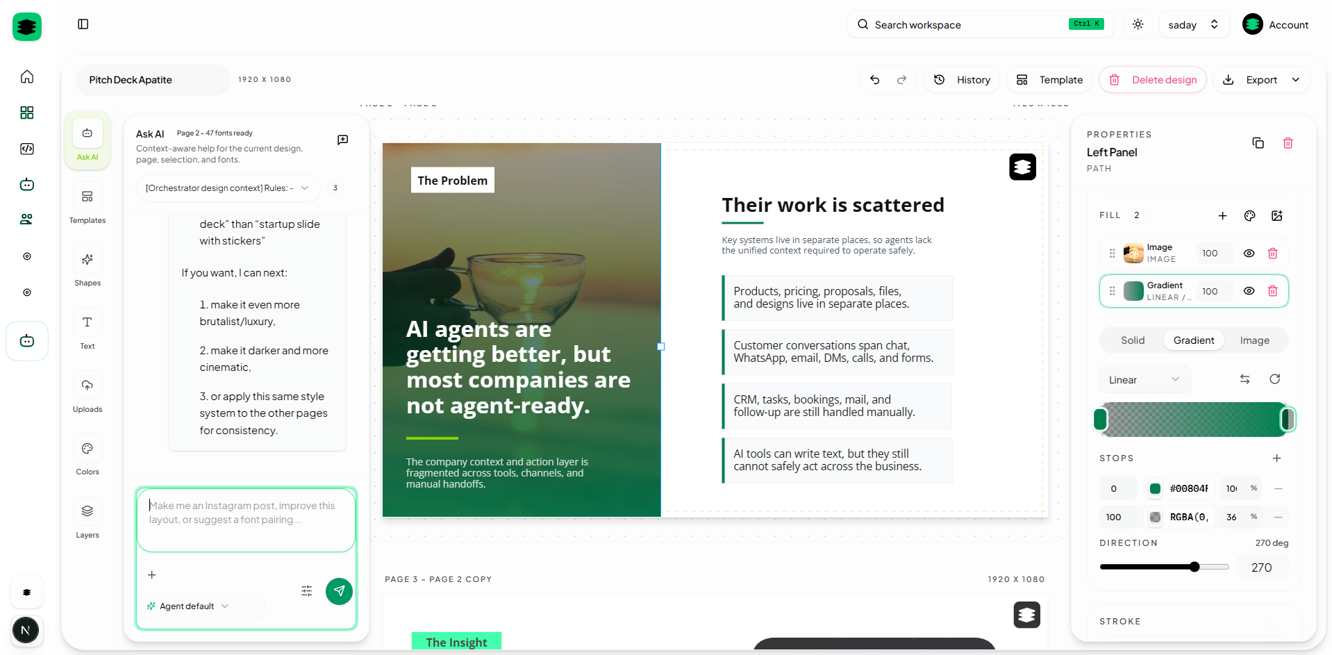 Apatite Design editor with AI assistance and design properties
